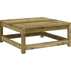 vidaXL Sofá de jardín sin reposabrazos con reposapiés madera de pino Impregnado natural Online