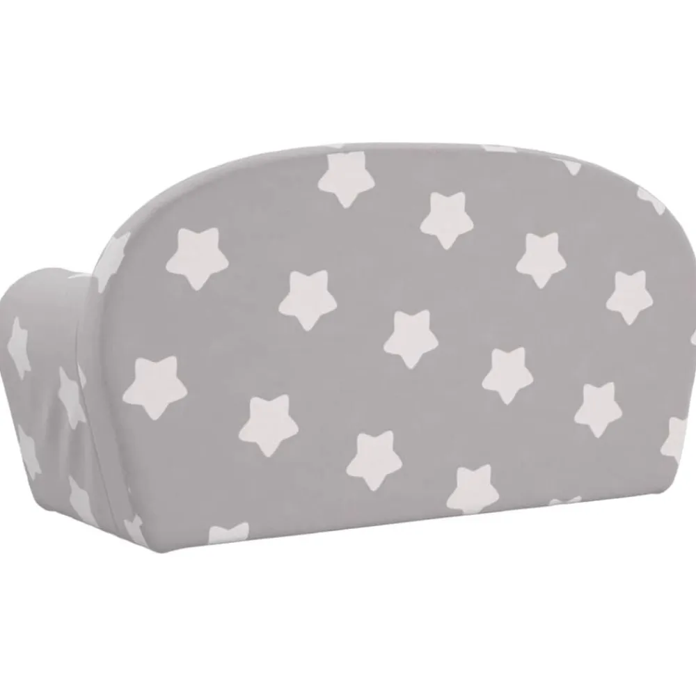 Niños vidaXL Mobiliario Para Bebés Y Niños Pequeños-Sofá de niños de 2 plazas felpa suave gris claro con estrellas
