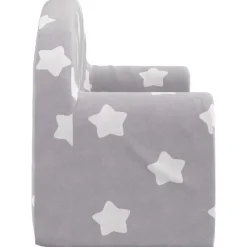 Niños vidaXL Mobiliario Para Bebés Y Niños Pequeños-Sofá de niños de 2 plazas felpa suave gris claro con estrellas