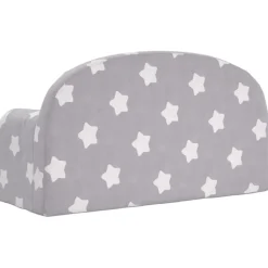 Niños vidaXL Mobiliario Para Bebés Y Niños Pequeños-Sofá de niños de 2 plazas felpa suave gris claro con estrellas