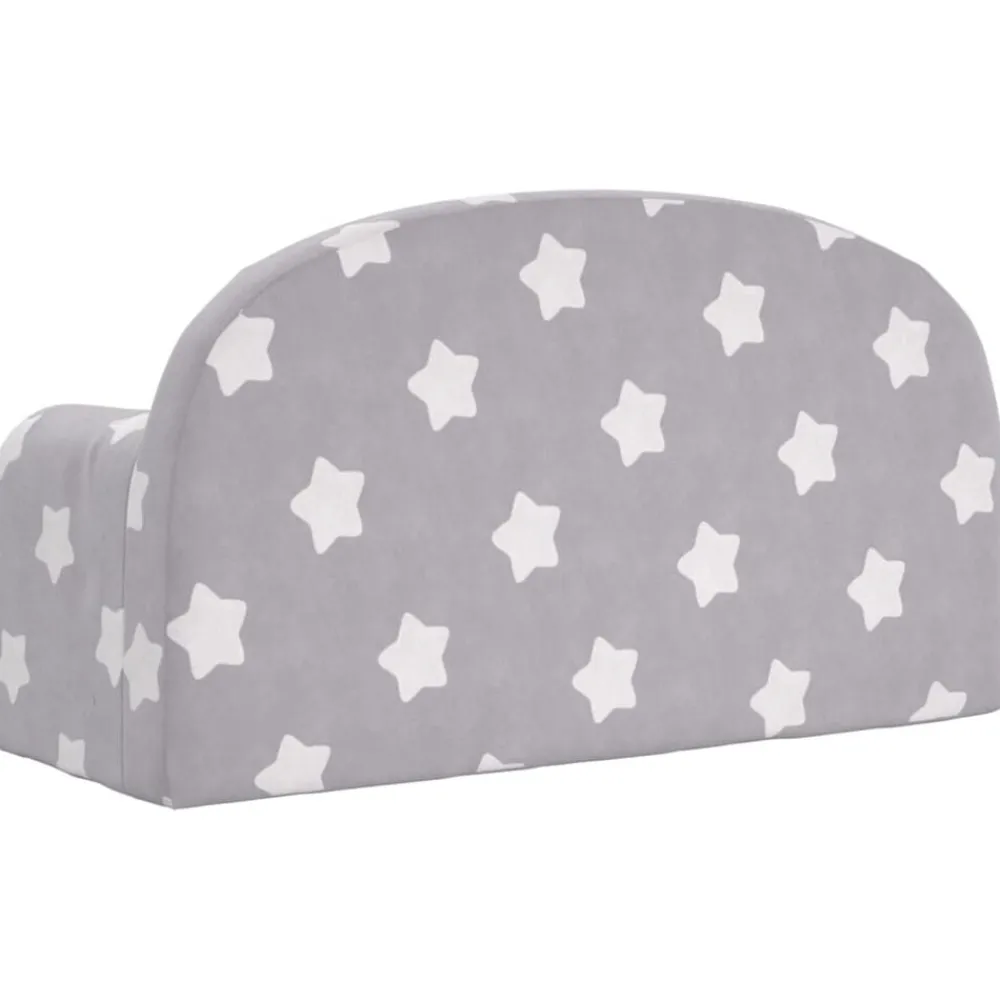 Niños vidaXL Mobiliario Para Bebés Y Niños Pequeños-Sofá de niños de 2 plazas felpa suave gris claro con estrellas