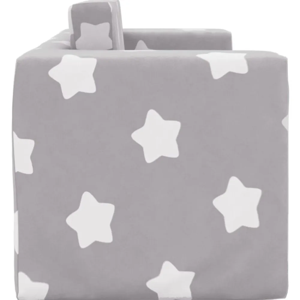 Niños vidaXL Mobiliario Para Bebés Y Niños Pequeños-Sofá de niños de 2 plazas felpa suave gris claro con estrellas