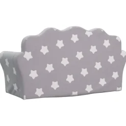Niños vidaXL Mobiliario Para Bebés Y Niños Pequeños-Sofá de niños de 2 plazas felpa suave gris claro con estrellas