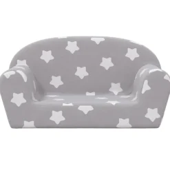 Niños vidaXL Mobiliario Para Bebés Y Niños Pequeños-Sofá de niños de 2 plazas felpa suave gris claro con estrellas