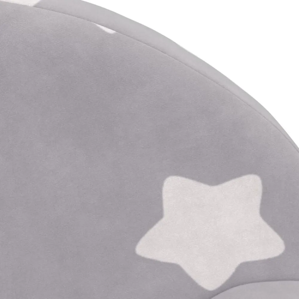Niños vidaXL Mobiliario Para Bebés Y Niños Pequeños-Sofá de niños de 2 plazas felpa suave gris claro con estrellas