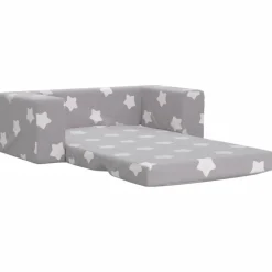 Niños vidaXL Mobiliario Para Bebés Y Niños Pequeños-Sofá de niños de 2 plazas felpa suave gris claro con estrellas