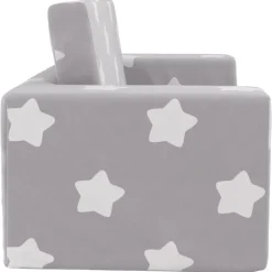 Niños vidaXL Mobiliario Para Bebés Y Niños Pequeños-Sofá de niños de 2 plazas felpa suave gris claro con estrellas