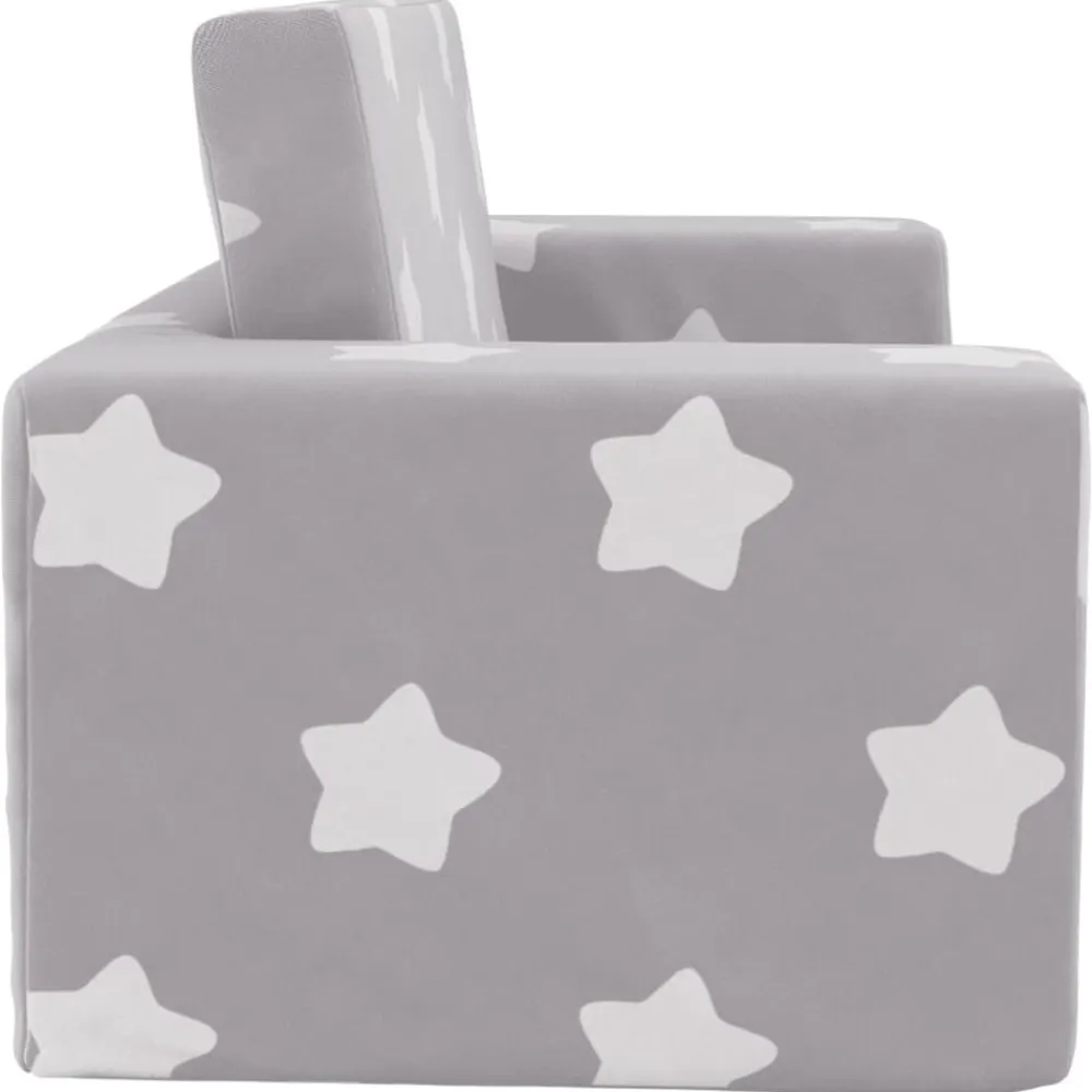Niños vidaXL Mobiliario Para Bebés Y Niños Pequeños-Sofá de niños de 2 plazas felpa suave gris claro con estrellas
