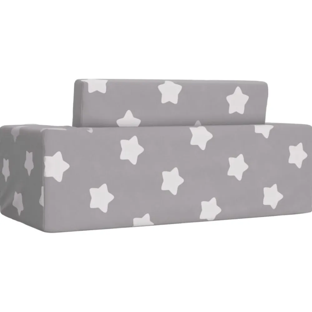 Niños vidaXL Mobiliario Para Bebés Y Niños Pequeños-Sofá de niños de 2 plazas felpa suave gris claro con estrellas