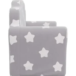 Niños vidaXL Mobiliario Para Bebés Y Niños Pequeños-Sofá de niños de 2 plazas felpa suave gris claro con estrellas