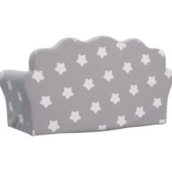 Niños vidaXL Mobiliario Para Bebés Y Niños Pequeños-Sofá de niños de 2 plazas felpa suave gris claro con estrellas