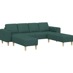 vidaXL Sofás-Sofá de sala 3 pcs Verde oscuro Poliéster