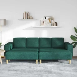 vidaXL Sofás-Sofá de sala 3 pcs Verde oscuro Poliéster