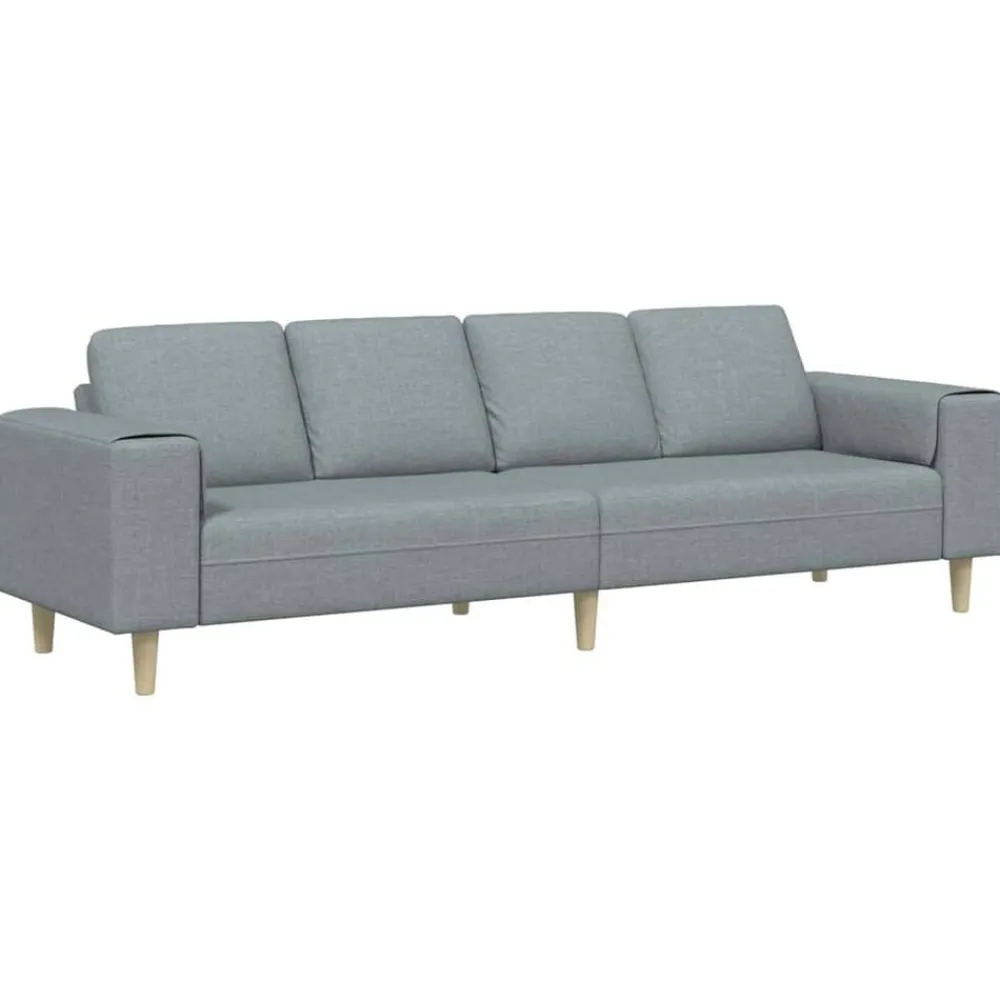 vidaXL Sofá de sala 250 x 77 x 76 cm Poliéster Gris claro Clearance