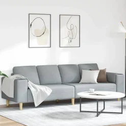 vidaXL Sofá de sala 250 x 77 x 76 cm Poliéster Gris claro Clearance