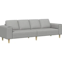 vidaXL Sofá de sala 250 x 77 x 76 cm Poliéster Gris nube Discount