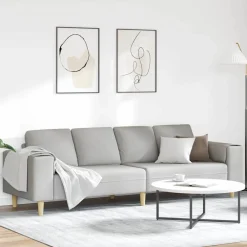 vidaXL Sofá de sala 250 x 77 x 76 cm Poliéster Gris nube Discount