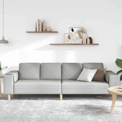 vidaXL Sofá de sala 250 x 77 x 76 cm Poliéster Gris nube Discount