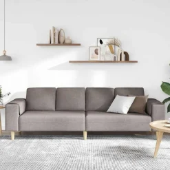 vidaXL Sofá de sala 250 x 77 x 76 cm Poliéster Taupé Hot