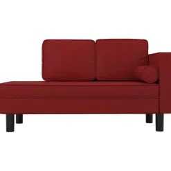 vidaXL Sofás-Sofá diván cojines y cojín de cabeza cuero sintético rojo tinto