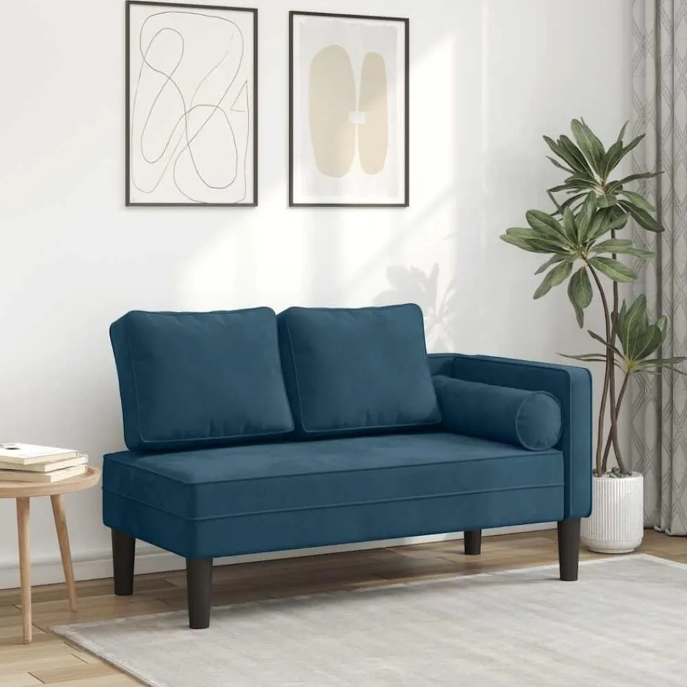 vidaXL Sofá diván con cojines terciopelo Azul Discount