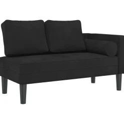 vidaXL Sofá diván con cojines terciopelo Negro Clearance