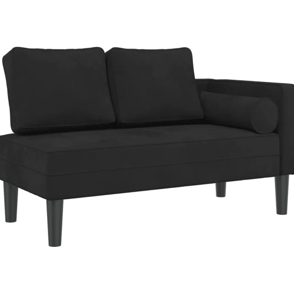 vidaXL Sofá diván con cojines terciopelo Negro Clearance