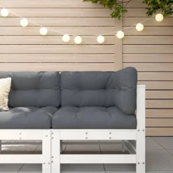 vidaXL Sofá esquinero con cojines madera maciza de Pino blanco Online