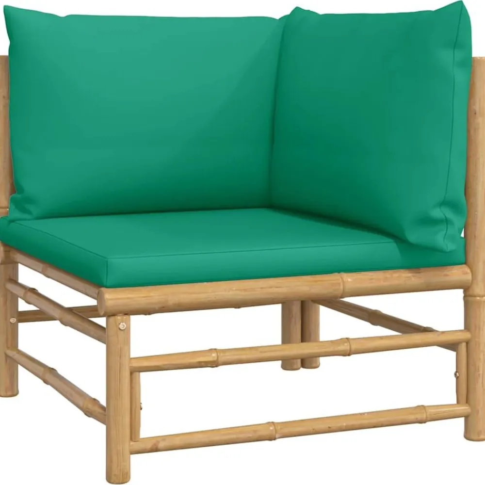 vidaXL Muebles De Jardín-Sofá esquinero de jardín bambú con cojines