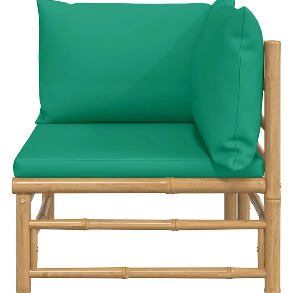 vidaXL Muebles De Jardín-Sofá esquinero de jardín bambú con cojines