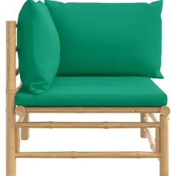 vidaXL Muebles De Jardín-Sofá esquinero de jardín bambú con cojines