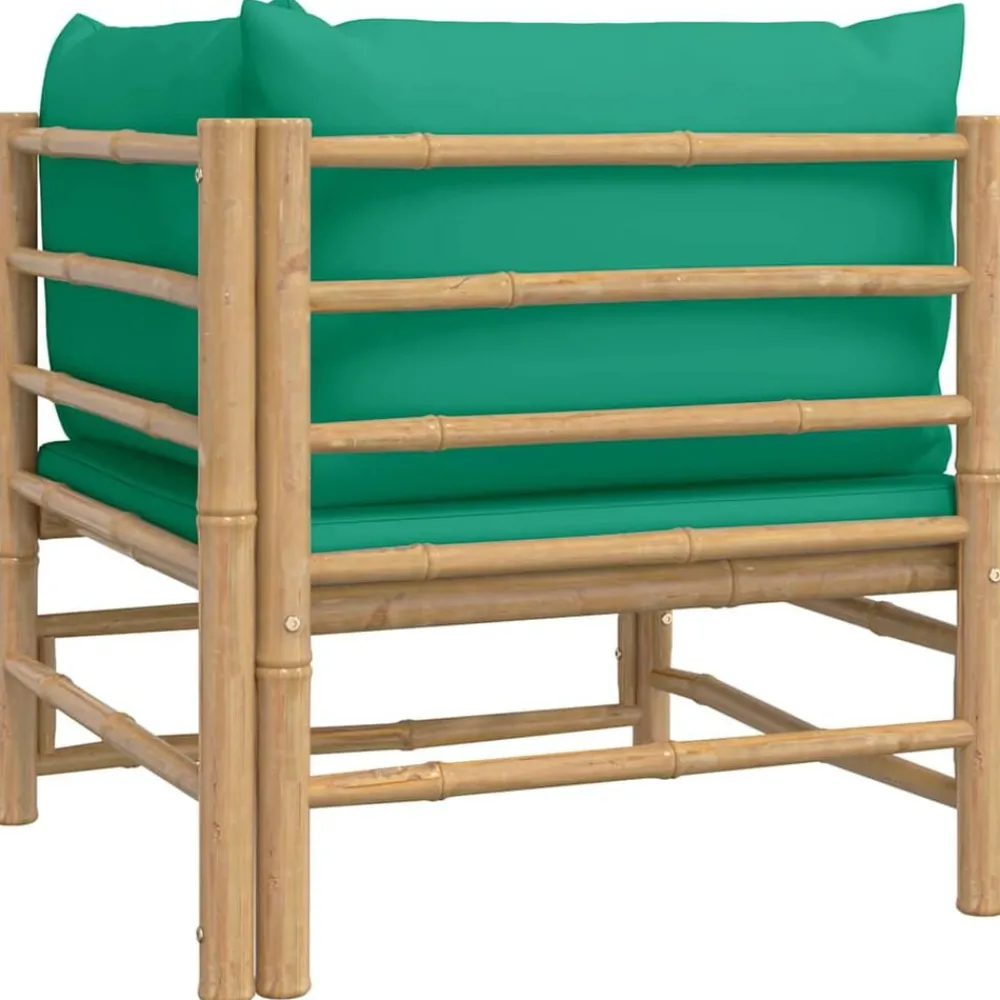 vidaXL Muebles De Jardín-Sofá esquinero de jardín bambú con cojines