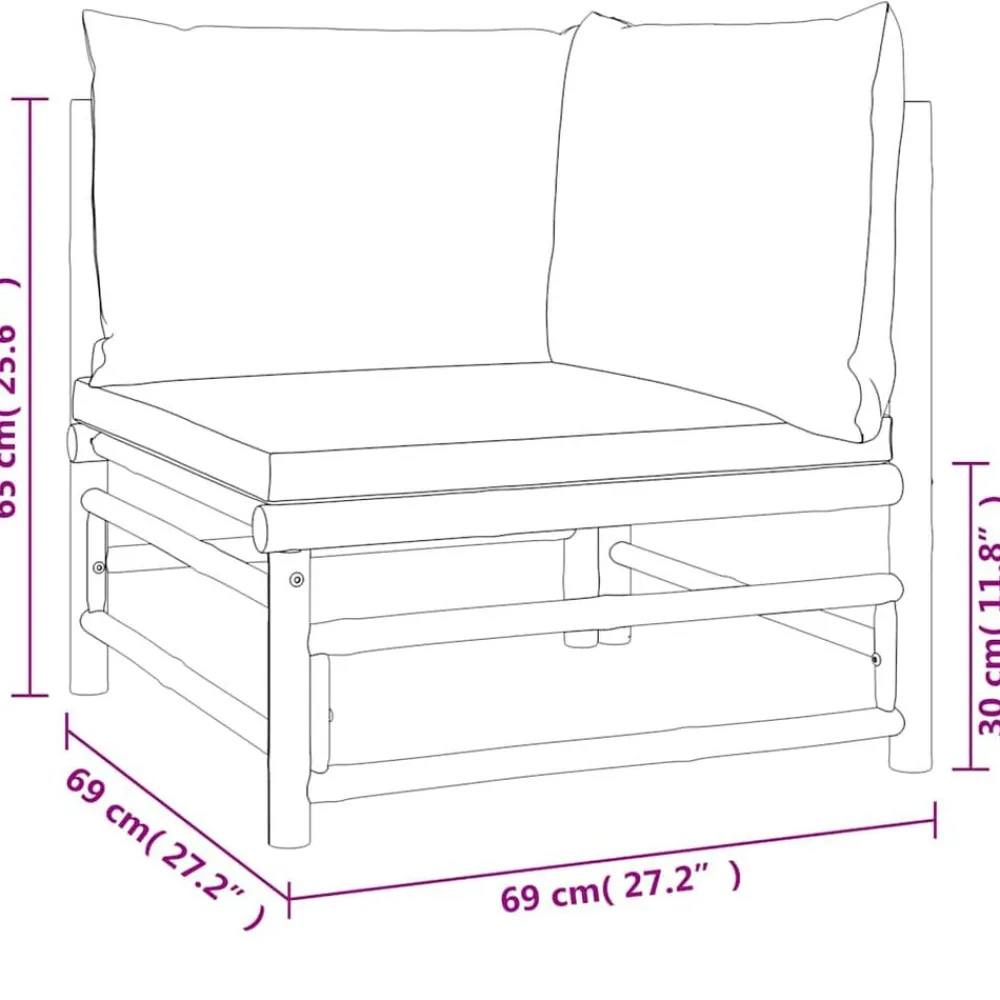 vidaXL Muebles De Jardín-Sofá esquinero de jardín bambú con cojines