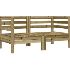 vidaXL Muebles De Jardín-Sofá esquinero jardín con cojines 2 uds madera pino impregnada