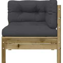 vidaXL Muebles De Jardín-Sofá esquinero jardín con cojines 2 uds madera pino impregnada
