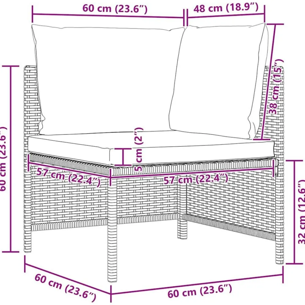 vidaXL Muebles De Jardín-Sofá esquinero seccional con cojines ratán sintético