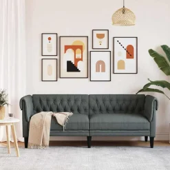 vidaXL Sofá 201,5 x 74,5 x 74,5 cm Poliéster Gris oscuro Discount