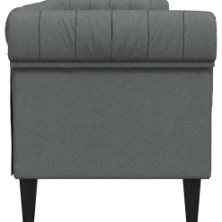 vidaXL Sofá 201,5 x 74,5 x 74,5 cm Poliéster Gris oscuro Discount
