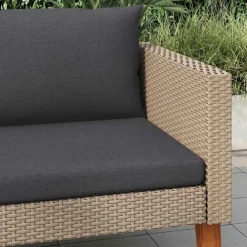 vidaXL Sofá individual de jardín con cojines ratán sintético Beige Sale