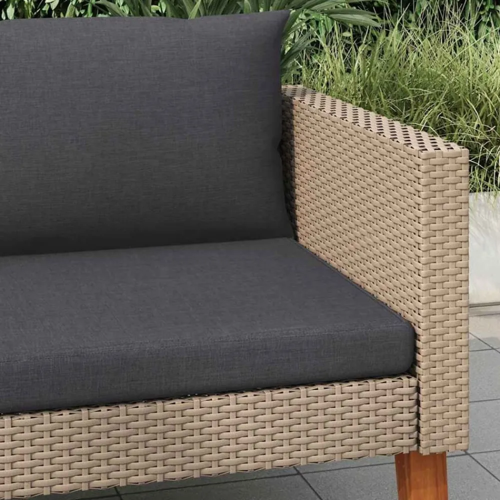 vidaXL Sofá individual de jardín con cojines ratán sintético Beige Sale