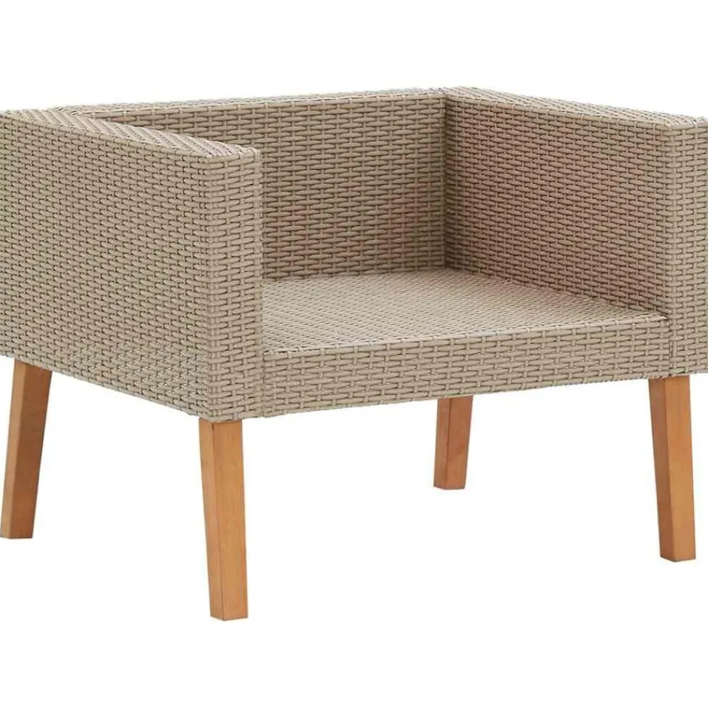 vidaXL Sofá individual de jardín con cojines ratán sintético Beige Sale