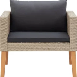 vidaXL Sofá individual de jardín con cojines ratán sintético Beige Sale