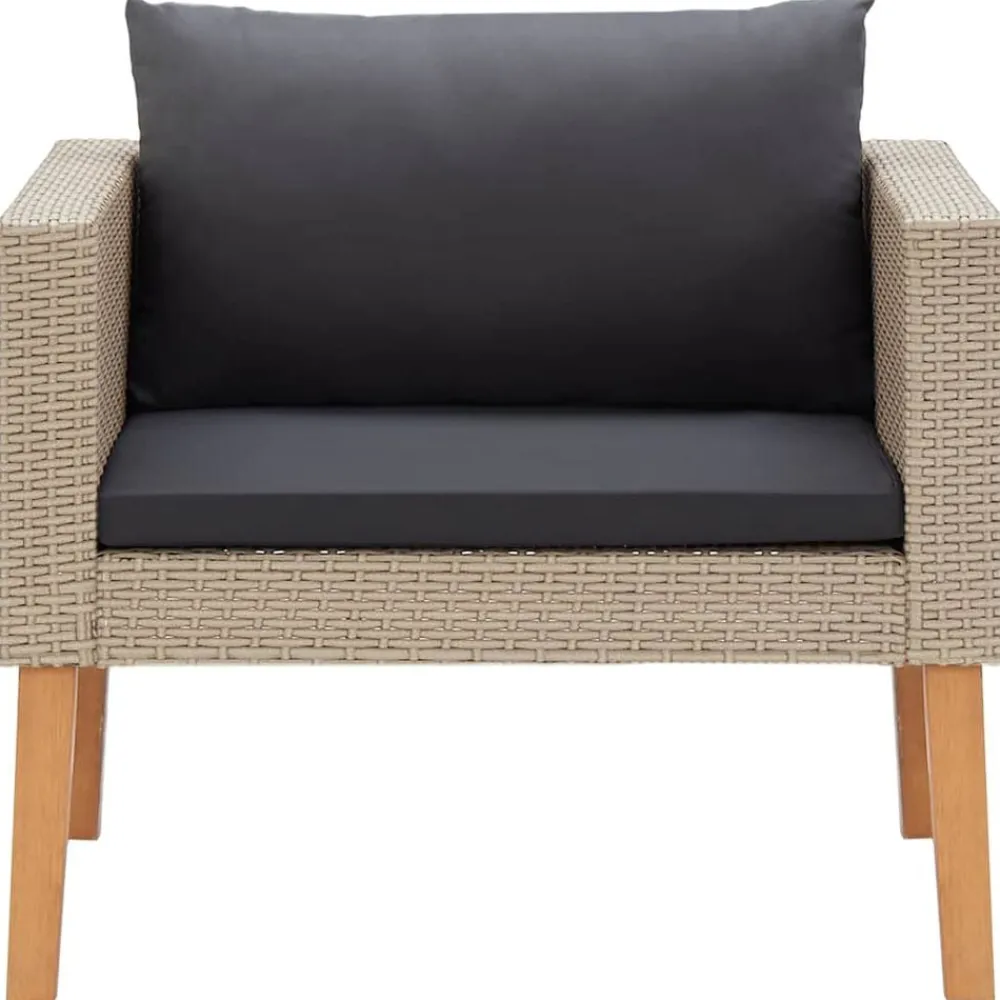 vidaXL Sofá individual de jardín con cojines ratán sintético Beige Sale
