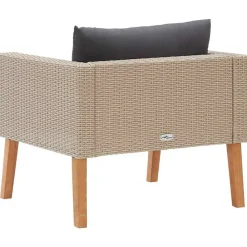 vidaXL Sofá individual de jardín con cojines ratán sintético Beige Sale