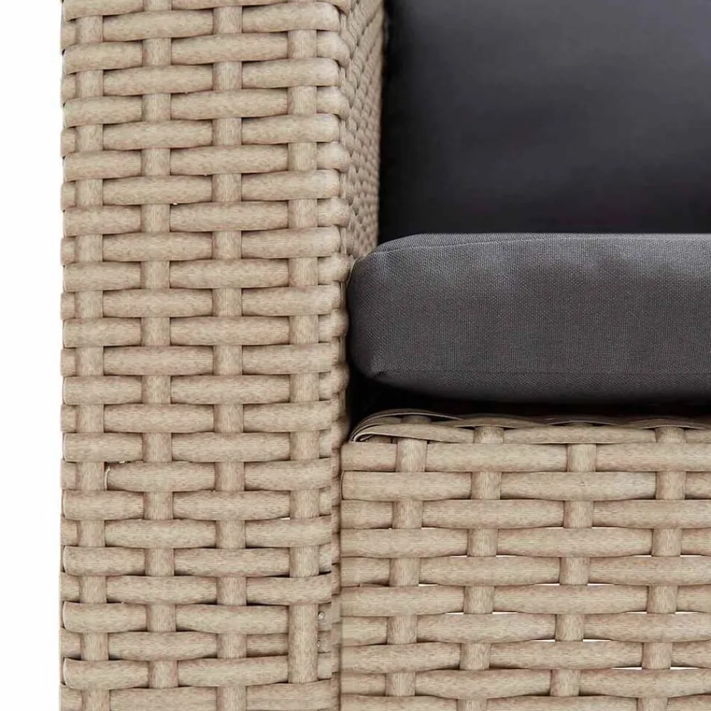 vidaXL Sofá individual de jardín con cojines ratán sintético Beige Sale