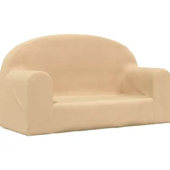 vidaXL Sofá infantil de 2 plazas de felpa suave color Crema