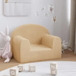 vidaXL Sofá infantil de felpa suave color Crema Outlet