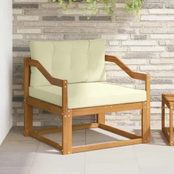 vidaXL Sofá intermedio de exterior Madera de Acacia Sólida Natural Natural y crema Best