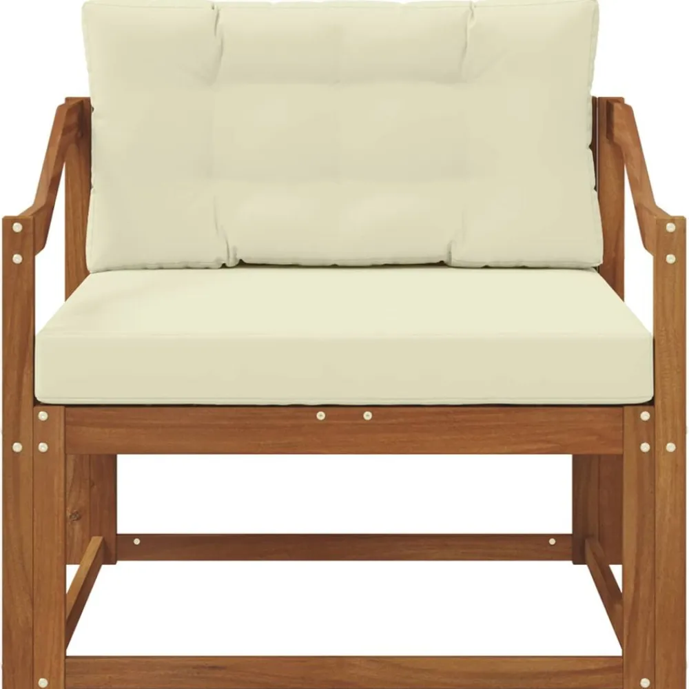 vidaXL Sofá intermedio de exterior Madera de Acacia Sólida Natural Natural y crema Best
