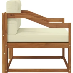 vidaXL Sofá intermedio de exterior Madera de Acacia Sólida Natural Natural y crema Best